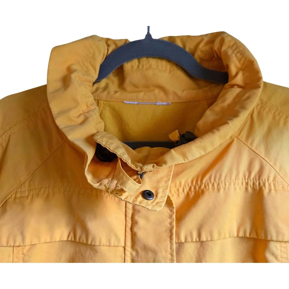 Chic‎ Yellow Funnel Neck Swing Rain Jacket, L 3/4 Sleeve Lightweight Windbreaker